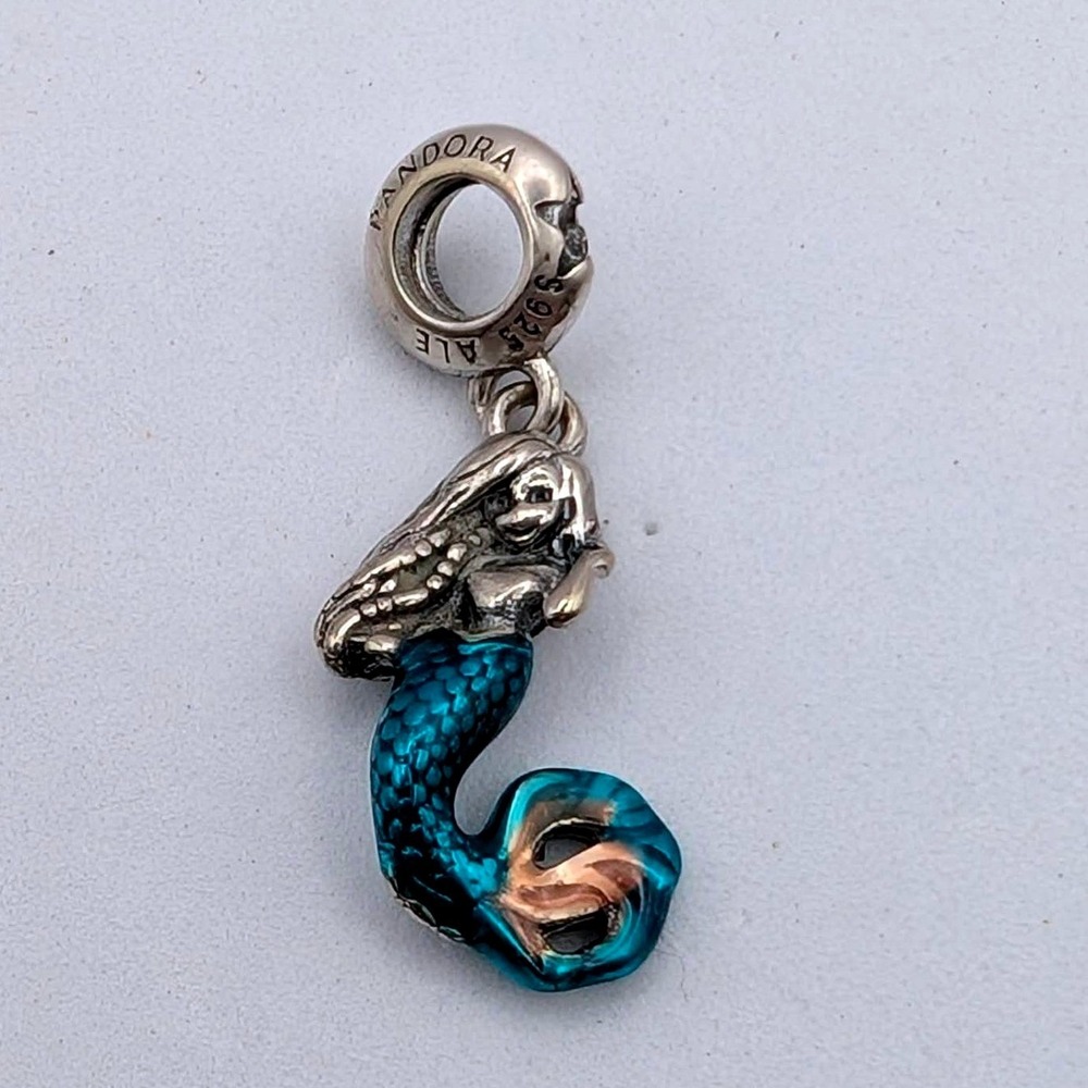 Pandora Disney Ariel Little Mermaid Dangle Charm Sterling Silver Enamel